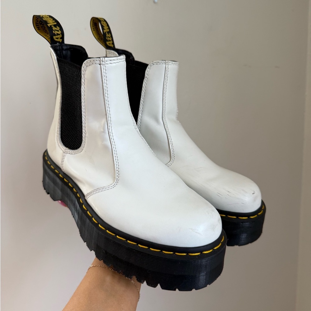 Dr. Martens 2976 Quad White Leather Chelsea Boots 9L